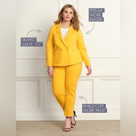 Eloquii Jackets & Blazers - New ELOQUII Peplum Stretch Work Blazer Marigold Yellow Plus 26 Double Breasted